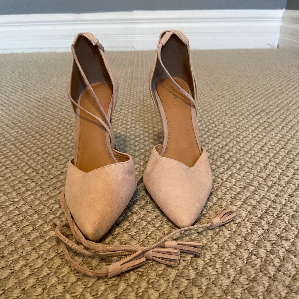 Halogen Pink Suede Ankle-wrap High Heels Size 7